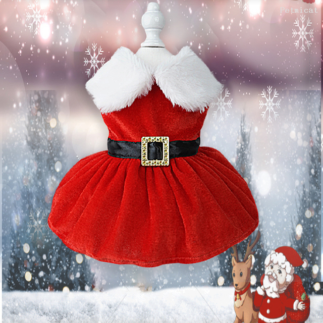 Pet Christmas Dress Puppy Clothes Cat Skirt Pet Clothes Warm Christmas Clothing Skirts for Pet